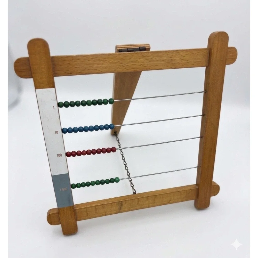 Vintage Montessori Small Bead Frame Wooden‎ Math Abacus Educational Easel